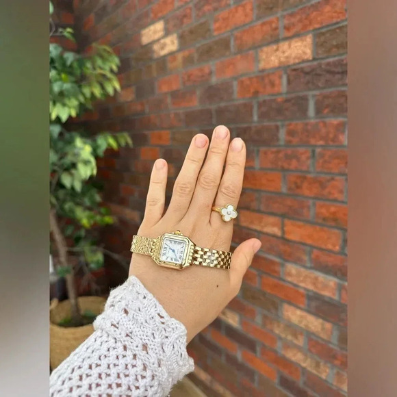 Panthere Classic Rectangle Stainless Steel Gold Watch - Picture 8 of 17